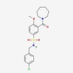 molecular formula C21H25ClN2O4S B12478206 3-(azepan-1-ylcarbonyl)-N-(4-chlorobenzyl)-4-methoxybenzenesulfonamide 