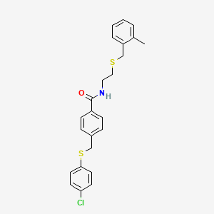 molecular formula C24H24ClNOS2 B12478291 4-{[(4-chlorophenyl)sulfanyl]methyl}-N-{2-[(2-methylbenzyl)sulfanyl]ethyl}benzamide 
