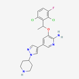molecular formula C21H22Cl2FN5O B1247836 3-(1-(2,6-dichloro-3-fluorophenyl)ethoxy)-5-(1-(piperidin-4-yl)-1H-pyrazol-4-yl)pyridin-2-amine CAS No. 877400-66-3