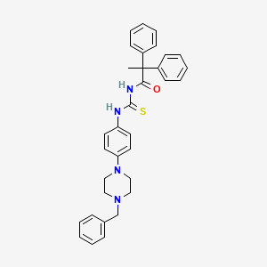 molecular formula C33H34N4OS B12478423 N-{[4-(4-benzylpiperazin-1-yl)phenyl]carbamothioyl}-2,2-diphenylpropanamide 