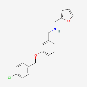 molecular formula C19H18ClNO2 B12478473 1-{3-[(4-chlorobenzyl)oxy]phenyl}-N-(furan-2-ylmethyl)methanamine 