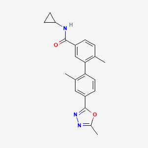 molecular formula C21H21N3O2 B1247852 N-cyclopropyl-2',6-dimethyl-4'-(5-methyl-1,3,4-oxadiazol-2-yl)biphenyl-3-carboxamide 