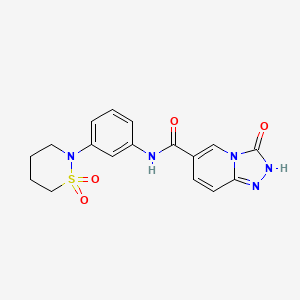 molecular formula C17H17N5O4S B12478616 N-[3-(1,1-dioxido-1,2-thiazinan-2-yl)phenyl]-3-oxo-2,3-dihydro[1,2,4]triazolo[4,3-a]pyridine-6-carboxamide 