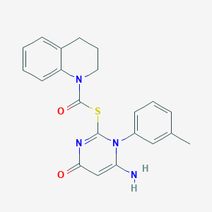 molecular formula C21H20N4O2S B12478718 S-[6-amino-1-(3-methylphenyl)-4-oxo-1,4-dihydropyrimidin-2-yl] 3,4-dihydroquinoline-1(2H)-carbothioate 