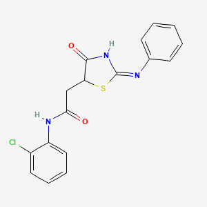 molecular formula C17H14ClN3O2S B12479157 N-(2-chlorophenyl)-2-[(2E)-4-oxo-2-(phenylimino)-1,3-thiazolidin-5-yl]acetamide 