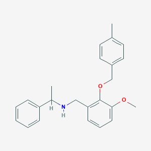 molecular formula C24H27NO2 B12479354 N-{3-methoxy-2-[(4-methylbenzyl)oxy]benzyl}-1-phenylethanamine 
