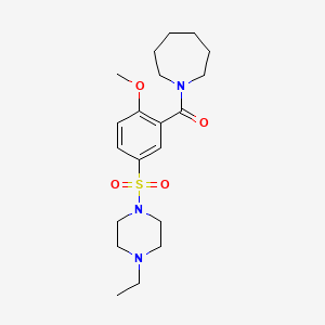 molecular formula C20H31N3O4S B12479399 Azepan-1-yl{5-[(4-ethylpiperazin-1-yl)sulfonyl]-2-methoxyphenyl}methanone 