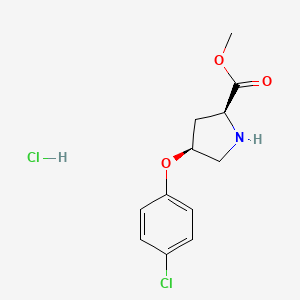 molecular formula C12H15Cl2NO3 B12479520 Methyl (2S,4S)-4-(4-chlorophenoxy)-2-pyrrolidinecarboxylate hydrochloride 