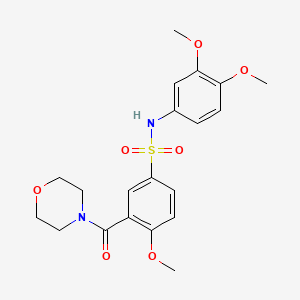 molecular formula C20H24N2O7S B12479537 N-(3,4-dimethoxyphenyl)-4-methoxy-3-(morpholin-4-ylcarbonyl)benzenesulfonamide 