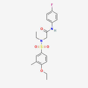 molecular formula C19H23FN2O4S B12479627 N~2~-[(4-ethoxy-3-methylphenyl)sulfonyl]-N~2~-ethyl-N-(4-fluorophenyl)glycinamide 
