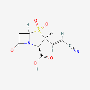 molecular formula C10H10N2O5S B1247971 (2S,3S,5R)-3-[(E)-2-cyanoethenyl]-3-methyl-4,4,7-trioxo-4λ6-thia-1-azabicyclo[3.2.0]heptane-2-carboxylic acid 