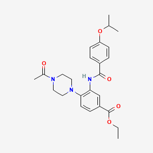molecular formula C25H31N3O5 B12479924 Ethyl 4-(4-acetylpiperazin-1-yl)-3-({[4-(propan-2-yloxy)phenyl]carbonyl}amino)benzoate 