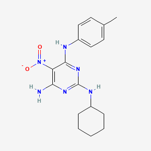 molecular formula C17H22N6O2 B12480312 N~2~-cyclohexyl-N~4~-(4-methylphenyl)-5-nitropyrimidine-2,4,6-triamine 