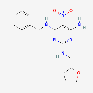 molecular formula C16H20N6O3 B12480841 N~4~-benzyl-5-nitro-N~2~-(tetrahydrofuran-2-ylmethyl)pyrimidine-2,4,6-triamine 