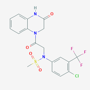 molecular formula C18H15ClF3N3O4S B12480992 N-[4-chloro-3-(trifluoromethyl)phenyl]-N-[2-oxo-2-(3-oxo-3,4-dihydroquinoxalin-1(2H)-yl)ethyl]methanesulfonamide 