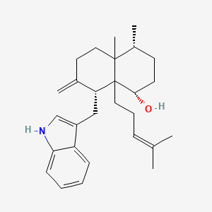 molecular formula C28H39NO B1248101 (1S,4R,8R)-8-(1H-indol-3-ylmethyl)-4,4a-dimethyl-7-methylidene-8a-(4-methylpent-3-enyl)-2,3,4,5,6,8-hexahydro-1H-naphthalen-1-ol 