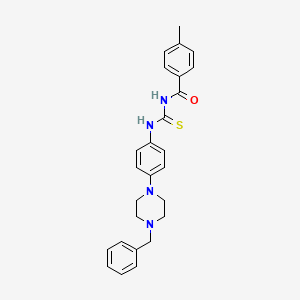 molecular formula C26H28N4OS B12481011 N-{[4-(4-benzylpiperazin-1-yl)phenyl]carbamothioyl}-4-methylbenzamide 