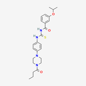 molecular formula C25H32N4O3S B12481020 N-{[4-(4-butanoylpiperazin-1-yl)phenyl]carbamothioyl}-3-(propan-2-yloxy)benzamide 