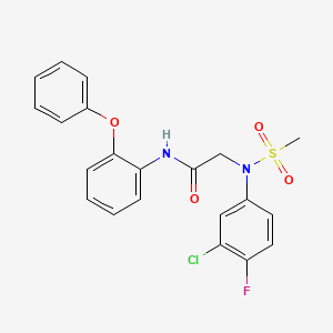 molecular formula C21H18ClFN2O4S B12481097 N~2~-(3-chloro-4-fluorophenyl)-N~2~-(methylsulfonyl)-N-(2-phenoxyphenyl)glycinamide 