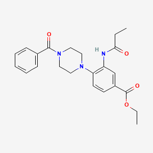 molecular formula C23H27N3O4 B12481225 Ethyl 4-[4-(phenylcarbonyl)piperazin-1-yl]-3-(propanoylamino)benzoate 