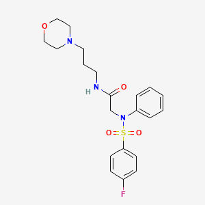 molecular formula C21H26FN3O4S B12481310 N~2~-[(4-fluorophenyl)sulfonyl]-N-[3-(morpholin-4-yl)propyl]-N~2~-phenylglycinamide 