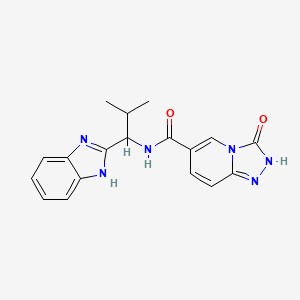 molecular formula C18H18N6O2 B12481331 N-[1-(1H-benzimidazol-2-yl)-2-methylpropyl]-3-oxo-2,3-dihydro[1,2,4]triazolo[4,3-a]pyridine-6-carboxamide 
