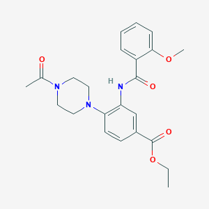 molecular formula C23H27N3O5 B12481419 Ethyl 4-(4-acetylpiperazin-1-yl)-3-{[(2-methoxyphenyl)carbonyl]amino}benzoate 