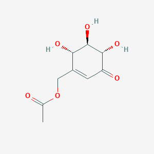 molecular formula C9H12O6 B1248149 [(4S,5R,6S)-4,5,6-trihydroxy-3-oxocyclohexen-1-yl]methyl acetate 