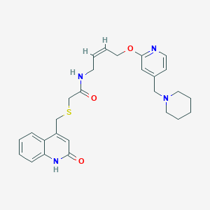 2-[(2-oxo-1H-quinolin-4-yl)methylsulfanyl]-N-[(Z)-4-[4-(piperidin-1-ylmethyl)pyridin-2-yl]oxybut-2-enyl]acetamide