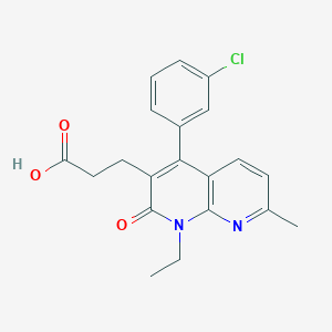 molecular formula C20H19ClN2O3 B1248159 3-[4-(3-Chlorophenyl)-1-ethyl-7-methyl-2-oxo-1,2-dihydro-1,8-naphthyridin-3-yl]propanoic acid 