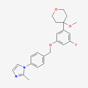 molecular formula C23H25FN2O3 B1248179 1-{4-[3-Fluoro-5-(4-methoxy-tetrahydro-pyran-4-yl)-phenoxymethyl]-phenyl}-2-methyl-1H-imidazole 