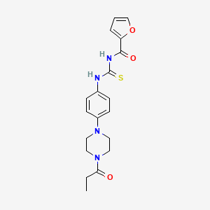 molecular formula C19H22N4O3S B12481837 N-{[4-(4-propanoylpiperazin-1-yl)phenyl]carbamothioyl}furan-2-carboxamide 