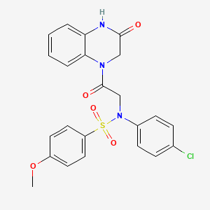 molecular formula C23H20ClN3O5S B12481862 N-(4-chlorophenyl)-4-methoxy-N-[2-oxo-2-(3-oxo-3,4-dihydroquinoxalin-1(2H)-yl)ethyl]benzenesulfonamide 