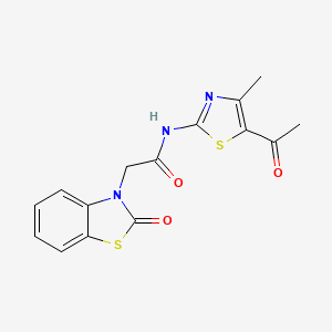 molecular formula C15H13N3O3S2 B12481870 N-(5-acetyl-4-methyl-1,3-thiazol-2-yl)-2-(2-oxo-1,3-benzothiazol-3-yl)acetamide 