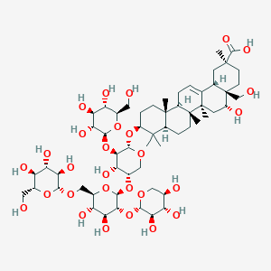 molecular formula C58H94O28 B1248194 (2S,4aS,5R,6aR,6aS,6bR,8aR,10S,12aR,14bS)-10-[(2S,3R,4S,5S)-5-[(2S,3R,4S,5S,6R)-4,5-dihydroxy-6-[[(2R,3R,4S,5S,6R)-3,4,5-trihydroxy-6-(hydroxymethyl)oxan-2-yl]oxymethyl]-3-[(2S,3R,4S,5R)-3,4,5-trihydroxyoxan-2-yl]oxyoxan-2-yl]oxy-4-hydroxy-3-[(2R,3R,4S,5S,6R)-3,4,5-trihydroxy-6-(hydroxymethyl)oxan-2-yl]oxyoxan-2-yl]oxy-5-hydroxy-4a-(hydroxymethyl)-2,6a,6b,9,9,12a-hexamethyl-1,3,4,5,6,6a,7,8,8a,10,11,12,13,14b-tetradecahydropicene-2-carboxylic acid 