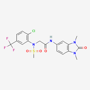 molecular formula C19H18ClF3N4O4S B12481955 N~2~-[2-chloro-5-(trifluoromethyl)phenyl]-N-(1,3-dimethyl-2-oxo-2,3-dihydro-1H-benzimidazol-5-yl)-N~2~-(methylsulfonyl)glycinamide 
