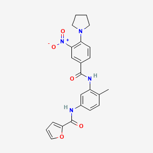 molecular formula C23H22N4O5 B12481980 N-[4-methyl-3-({[3-nitro-4-(pyrrolidin-1-yl)phenyl]carbonyl}amino)phenyl]furan-2-carboxamide 