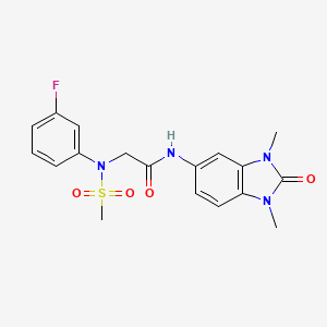 molecular formula C18H19FN4O4S B12482218 N-(1,3-dimethyl-2-oxo-2,3-dihydro-1H-benzimidazol-5-yl)-N~2~-(3-fluorophenyl)-N~2~-(methylsulfonyl)glycinamide 