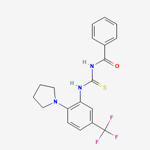 molecular formula C19H18F3N3OS B12482251 N-{[2-(pyrrolidin-1-yl)-5-(trifluoromethyl)phenyl]carbamothioyl}benzamide 