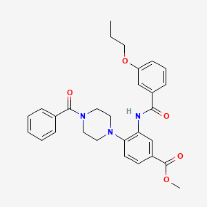 molecular formula C29H31N3O5 B12482298 Methyl 4-[4-(phenylcarbonyl)piperazin-1-yl]-3-{[(3-propoxyphenyl)carbonyl]amino}benzoate 