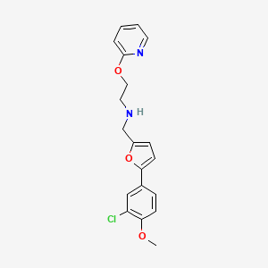 molecular formula C19H19ClN2O3 B12482334 N-{[5-(3-chloro-4-methoxyphenyl)furan-2-yl]methyl}-2-(pyridin-2-yloxy)ethanamine 