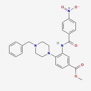 molecular formula C26H26N4O5 B12482347 Methyl 4-(4-benzylpiperazin-1-yl)-3-{[(4-nitrophenyl)carbonyl]amino}benzoate 