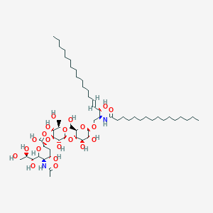 molecular formula C57H104N2O21 B1248236 (2S,4S,5R,6R)-5-acetamido-2-[(2S,3R,4S,5S,6R)-2-[(2R,3S,4R,5R,6R)-6-[(E,2S,3R)-2-(hexadecanoylamino)-3-hydroxyoctadec-4-enoxy]-4,5-dihydroxy-2-(hydroxymethyl)oxan-3-yl]oxy-3,5-dihydroxy-6-(hydroxymethyl)oxan-4-yl]oxy-4-hydroxy-6-[(1R,2R)-1,2,3-trihydroxypropyl]oxane-2-carboxylic acid 