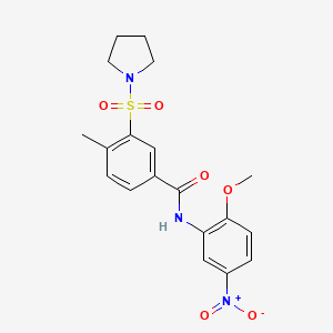 molecular formula C19H21N3O6S B12482473 N-(2-methoxy-5-nitrophenyl)-4-methyl-3-(pyrrolidin-1-ylsulfonyl)benzamide 