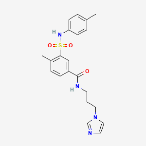 molecular formula C21H24N4O3S B12482503 N-[3-(1H-imidazol-1-yl)propyl]-4-methyl-3-[(4-methylphenyl)sulfamoyl]benzamide 