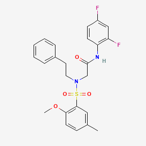 molecular formula C24H24F2N2O4S B12482523 N-(2,4-difluorophenyl)-N~2~-[(2-methoxy-5-methylphenyl)sulfonyl]-N~2~-(2-phenylethyl)glycinamide 