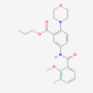 molecular formula C23H28N2O5 B12482544 Propyl 5-{[(2-methoxy-3-methylphenyl)carbonyl]amino}-2-(morpholin-4-yl)benzoate 