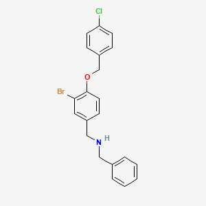 molecular formula C21H19BrClNO B12482565 N-benzyl-1-{3-bromo-4-[(4-chlorobenzyl)oxy]phenyl}methanamine 