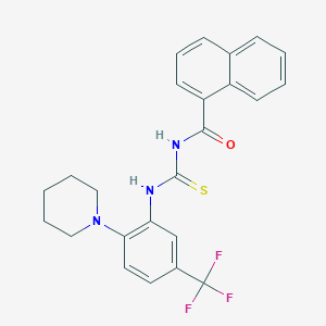 molecular formula C24H22F3N3OS B12482566 N-{[2-(piperidin-1-yl)-5-(trifluoromethyl)phenyl]carbamothioyl}naphthalene-1-carboxamide 