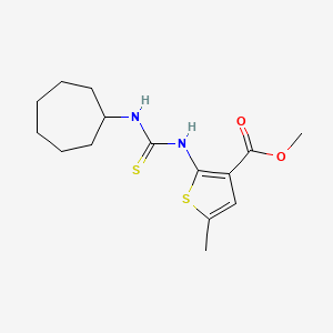 molecular formula C15H22N2O2S2 B12482699 Methyl 2-[(cycloheptylcarbamothioyl)amino]-5-methylthiophene-3-carboxylate 